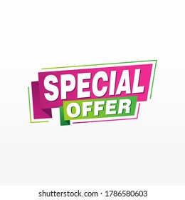 Special offer vector ribbon design template. Banner sale tag. Market special offer discount label