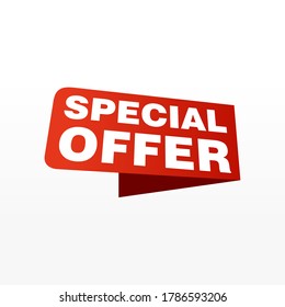 Special offer vector ribbon design template. Banner sale tag. Market special offer discount label