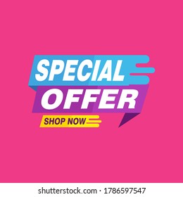 Plantilla de diseño de cinta vectorial de oferta especial. Etiqueta de venta de pancartas. Etiqueta de descuento de oferta especial de mercado