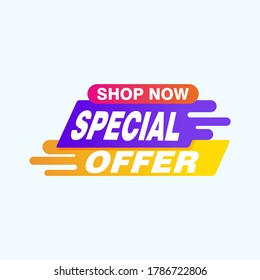 Plantilla de diseño de cinta vectorial de oferta especial. Etiqueta de venta de pancartas. Etiqueta de descuento de oferta especial de mercado