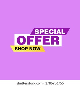 Special offer vector ribbon design template. Banner sale tag. Market special offer discount label