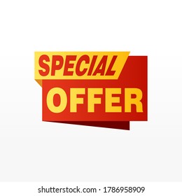 Plantilla de diseño de cinta vectorial de oferta especial. Etiqueta de venta de pancartas. Etiqueta de descuento de oferta especial de mercado