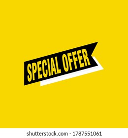 Plantilla de diseño de cinta vectorial de oferta especial. Etiqueta de venta de pancartas. Etiqueta de descuento de oferta especial de mercado