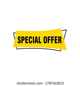 Special offer vector ribbon design template. Banner sale tag. Market special offer discount label