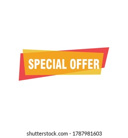 Special offer vector ribbon design template. Banner sale tag. Market special offer discount label