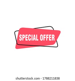 Special offer vector ribbon design template. Banner sale tag. Market special offer discount label