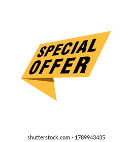 Special offer vector ribbon design template. Banner sale tag. Market special offer discount label