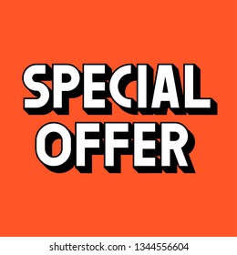  Special offer volumetric inscription. Retro, vintage style label, tag.