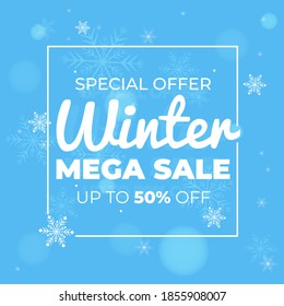 Special offer winter mega sale banner template design, good for your online promotion design vector