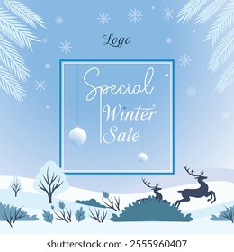 Special offer winter mega sale banner template in flat design, good for your online promotion design vector
