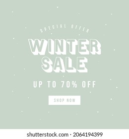 Special offer winter sale banner template. Minimal square banner template for social media post.