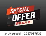 Special offer word concept vector illustration red modern futuristic 3d style for landing page template ui web mobile app poster banner flyer background gift card coupon label wallpaper