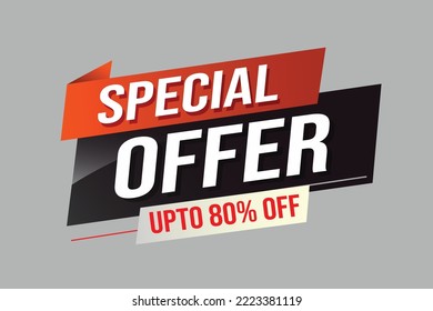 Special offer word concept vector illustration red modern futuristic 3d style for landing page template ui web mobile app poster banner flyer background gift card coupon label wallpaper