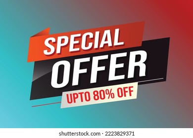 Special offer word concept vector illustration red modern futuristic 3d style for landing page template ui web mobile app poster banner flyer background gift card coupon label wallpaper