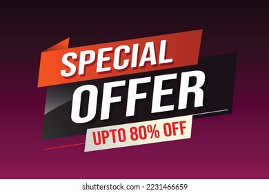 Special offer word concept vector illustration red modern futuristic 3d style for landing page template ui web mobile app poster banner flyer background gift card coupon label wallpaper