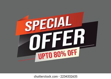 Special offer word concept vector illustration red modern futuristic 3d style for landing page template ui web mobile app poster banner flyer background gift card coupon label wallpaper
