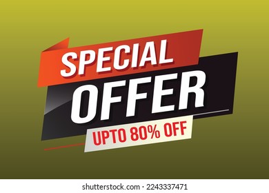 Special offer word concept vector illustration red modern futuristic 3d style for landing page template ui web mobile app poster banner flyer background gift card coupon label wallpaper