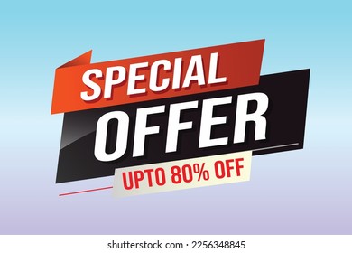 Special offer word concept vector illustration red modern futuristic 3d style for landing page template ui web mobile app poster banner flyer background gift card coupon label wallpaper