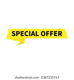 Special Offer In Yellow Rectangle Ribbon Shape For Promotion Marketing
