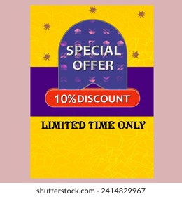 Special Offer,10% off,discount promotion sale,Template for products advertising, web banners, leaflets, certificates and postcards. Vector  banner,Special offer limited time 10% percent off.