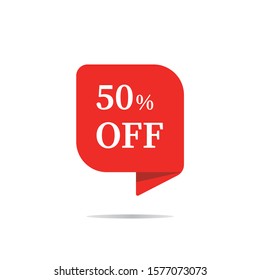 Special offers discount stickers. Tag sale with the price is 50. Ad offer on shopping day Red vector banner.