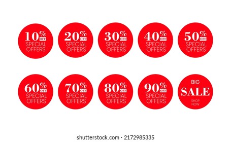 special offers sale off percentage with round sticker, tag, label, badge in vector