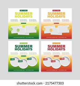 Special Offers and Summer Travel Discounts. Web Banner or Social Media Design. Modern Abstract Vivid Background.