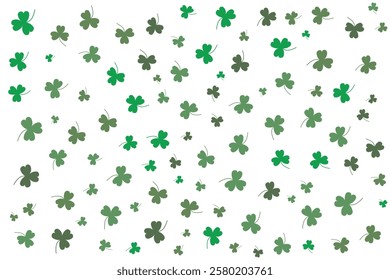 Special pattern of green clovers on white background