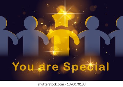 Special person concept, best friend favorite vector illustration, friendship metaphor, outstanding person, leadership and personality.