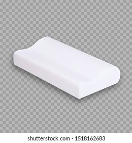 Special Pillow For Comfortable Sleeping Vector Copy Space. Pillow Orthopedic Composition With Memory Foam Pillow. Relaxation Accessory Interior Element For Sleep Layout Realistic 3d Illustration