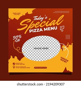 Special pizza menu promotion social media post banner template