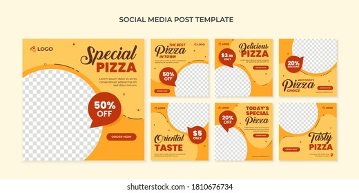 Special Pizza Social Media Post Template. Food Square Banner For Restaurant And Cafe
