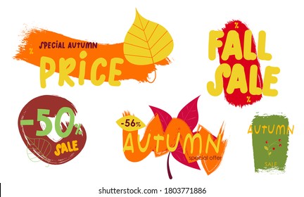 Special price labels. Autumn sale tags. Editable vctor illustraion design