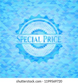 Special Price light blue emblem with triangle mosaic background
