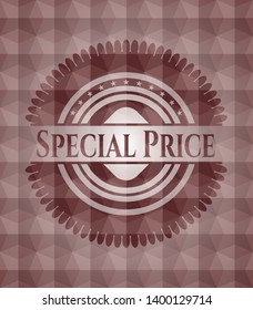 Special Price red geometric pattern emblem. Seamless.