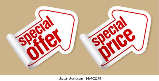 Special Price Stickers In Form Of Arrow.