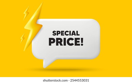 Special price tag. 3d speech bubble banner with power energy. Sale sign. Advertising Discounts symbol. Special price chat speech message. 3d offer talk box. Vector