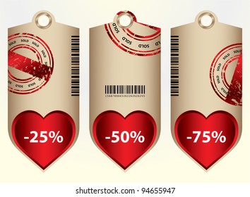 special price tags with valentine design