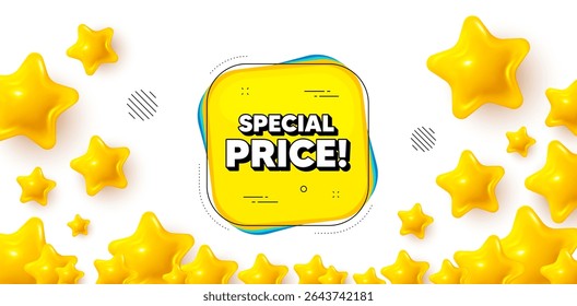 Special price winner banner with 3d stars. Golden stars banner. Special price sticker. Discount banner shape. Sale coupon bubble icon. Review rate background. Vector