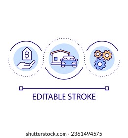 Special prices for big purchases loop concept icon. Financial expenses. Offer for customers abstract idea thin line illustration. Isolated outline drawing. Editable stroke. Arial font used