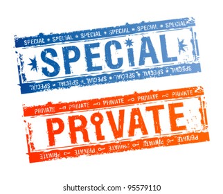 Special and private vector rubber stamps.