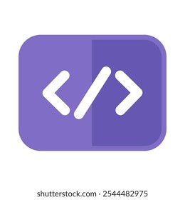 Símbolo de programação especial de aspas triangulares e um ícone de barra direita. Elemento de linguagem de script e elemento de codificação. Vetor plano simples isolado em fundo branco