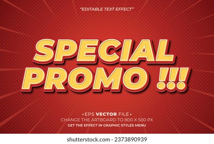 Especial Promo editable efecto 3d de texto plantilla vectorial para marca de negocios, volante y publicidad en medios sociales