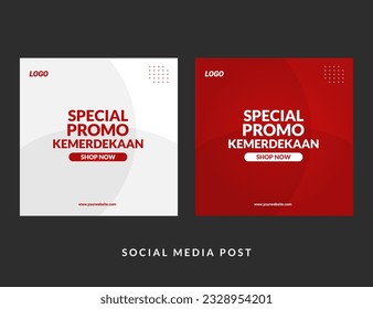 Special Promo Kemerdekaan Template. Indonesia Independence Day. Good used for banner and social media post - EPS 10 Vector