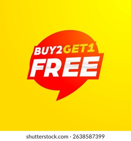 Special promo product label vector illustration, buy 2 get 1 free sign sticker sale promotion