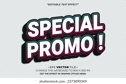 Special Promo trendy editable 3d text effect vector template use for business brand,flyer and advertising social media