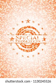 Special Promotion abstract orange mosaic emblem with background