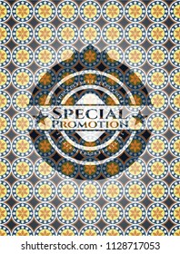 Special Promotion arabic emblem background. Arabesque decoration.