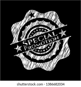Special Promotion chalkboard emblem on black board. Vector Illustration. Detailed.
