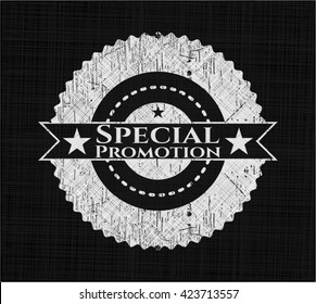 Special Promotion chalkboard emblem written on a blackboard